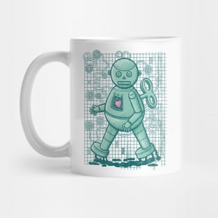 Clockwork Robot with Human Heart Mug